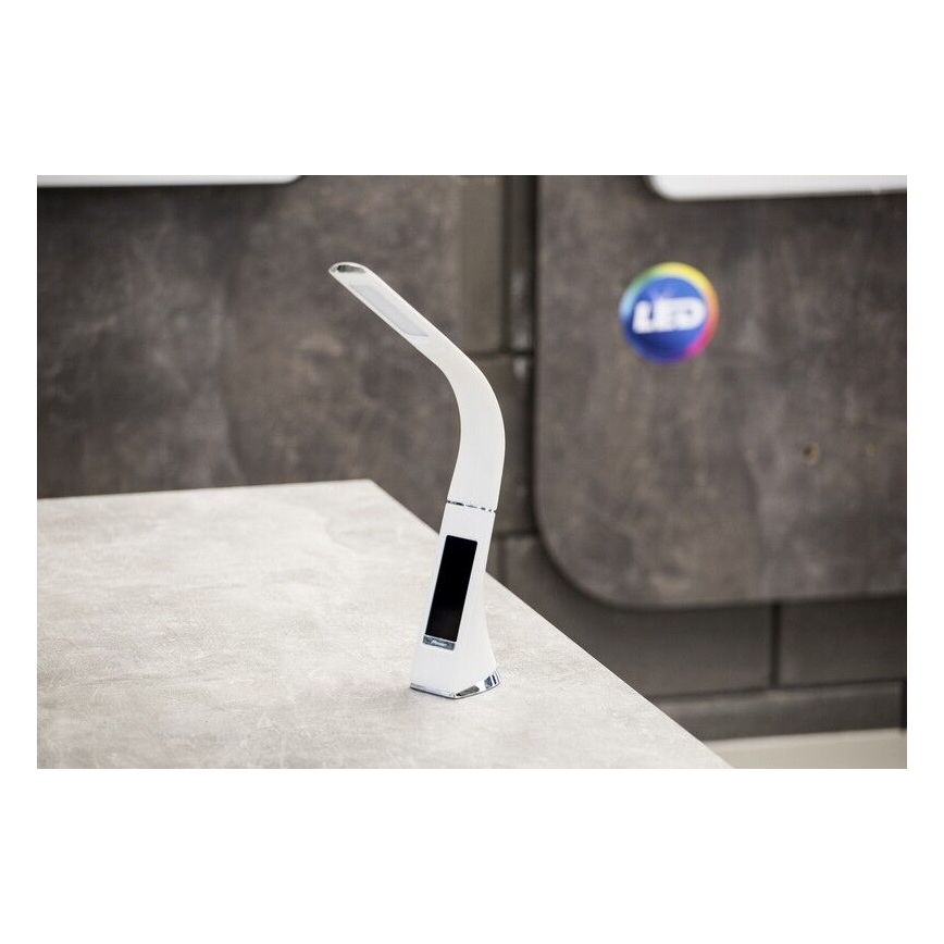 Brilagi - LED ljusreglerad bordslampa med en display PELLE LED/7W/230V vit