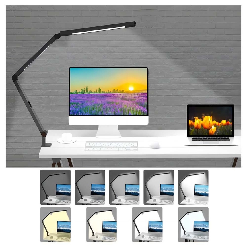 Brilagi - LED Ljusreglerad beröring flexibel bordslampa VARIO LED/12W/230V 3000/4000/5000/6500K CRI 92 svart