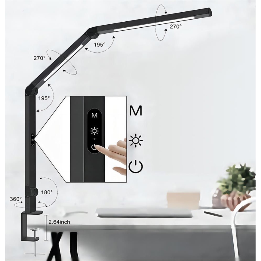Brilagi - LED Ljusreglerad beröring flexibel bordslampa VARIO LED/12W/230V 3000/4000/5000/6500K CRI 92 svart
