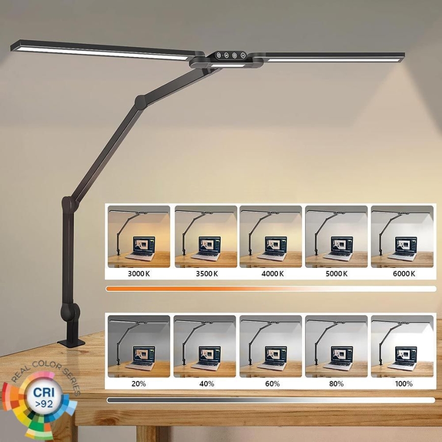 Brilagi - LED Ljusreglerad beröring flexibel bordslampa VARIO LED/24W/230V 3000-6500K CRI 92 svart