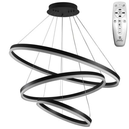 Brilagi - LED ljusreglerad ljuskrona på textilsladd CIRCLE LED/125W/230V 3000-6500K svart + fjärrkontroll