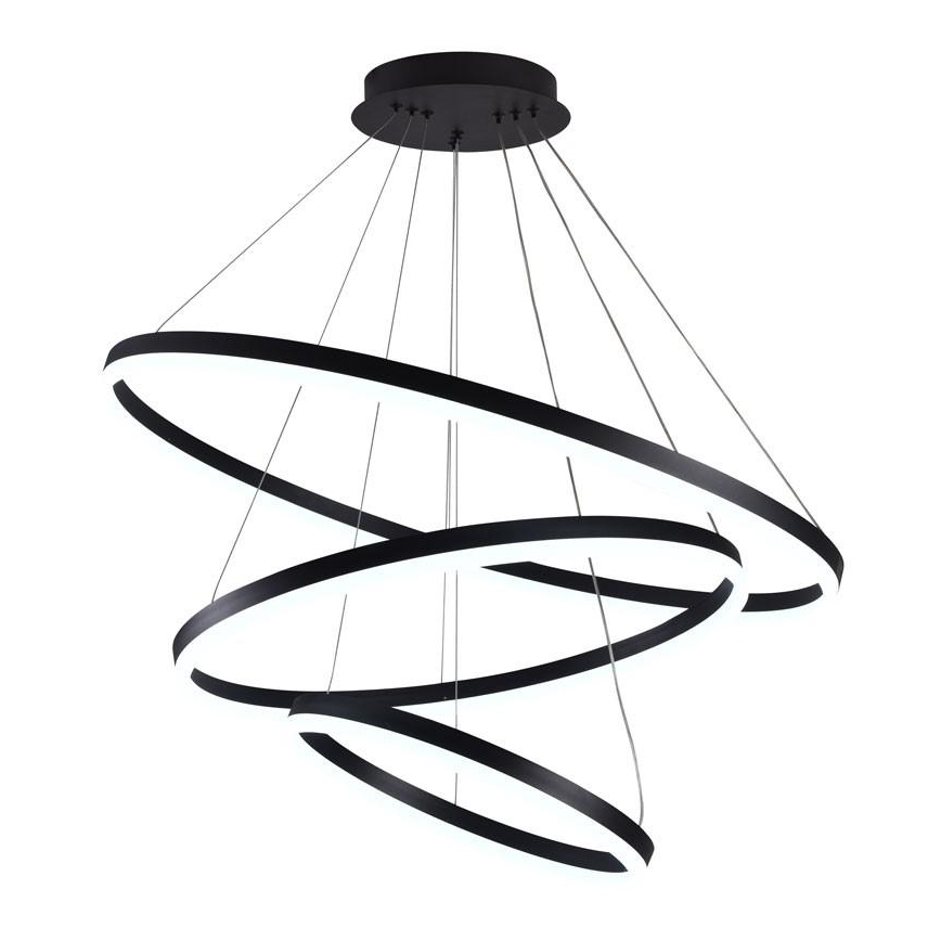 Brilagi - LED ljusreglerad ljuskrona på textilsladd CIRCLE LED/125W/230V 3000-6500K svart + fjärrkontroll