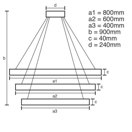 Brilagi - LED ljusreglerad ljuskrona på textilsladd CIRCLE LED/125W/230V 3000-6500K svart + fjärrkontroll