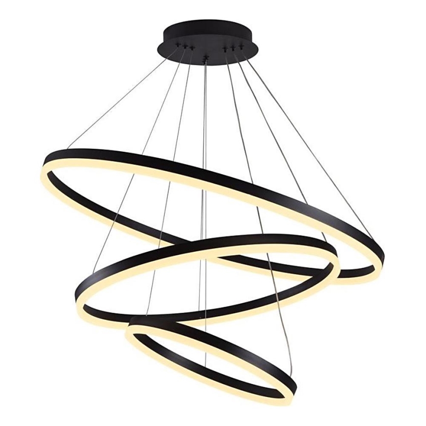 Brilagi - LED ljusreglerad ljuskrona på textilsladd CIRCLE LED/125W/230V 3000-6500K svart + fjärrkontroll