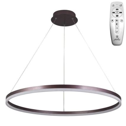 Brilagi - LED ljusreglerad ljuskrona på textilsladd CIRCLE LED/55W/230V 3000-6500K brun + fjärrkontroll