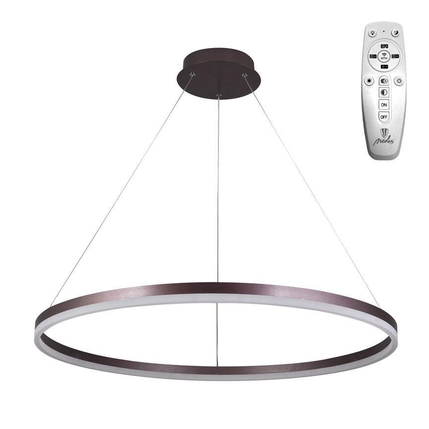 Brilagi - LED ljusreglerad ljuskrona på textilsladd CIRCLE LED/55W/230V 3000-6500K brun + fjärrkontroll