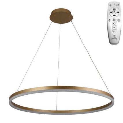 Brilagi - LED ljusreglerad ljuskrona på textilsladd CIRCLE LED/55W/230V 3000-6500K guld + fjärrkontroll
