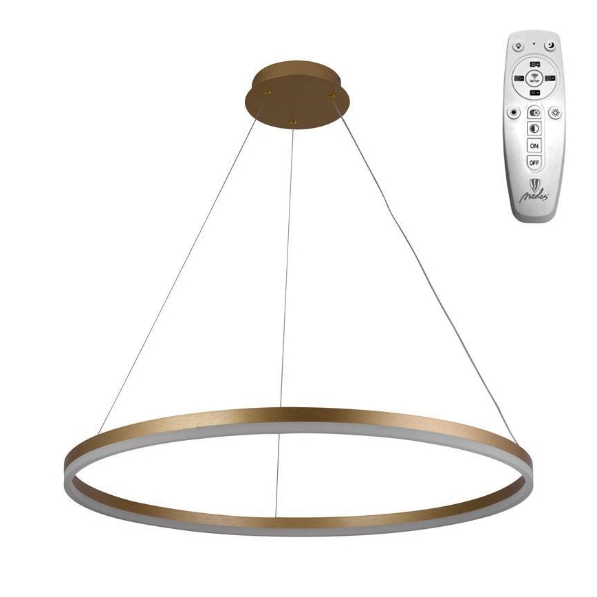 Brilagi - LED ljusreglerad ljuskrona på textilsladd CIRCLE LED/55W/230V 3000-6500K guld + fjärrkontroll
