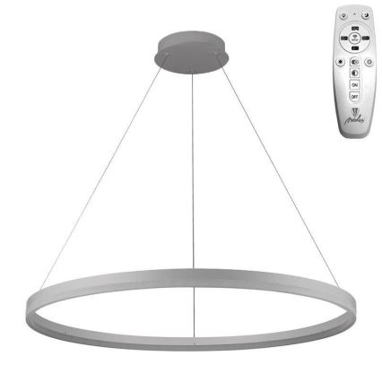 Brilagi - LED ljusreglerad ljuskrona på textilsladd CIRCLE LED/55W/230V 3000-6500K silver + fjärrkontroll