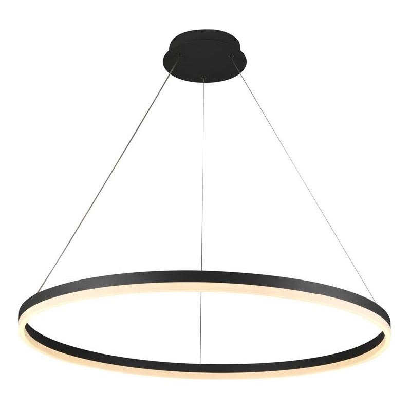 Brilagi - LED ljusreglerad ljuskrona på textilsladd CIRCLE LED/55W/230V 3000-6500K svart + fjärrkontroll