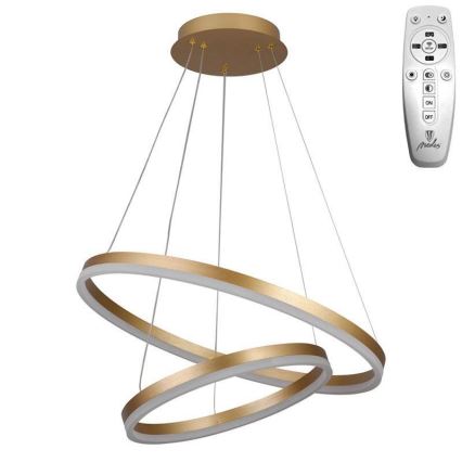 Brilagi - LED ljusreglerad ljuskrona på textilsladd CIRCLE LED/70W/230V 3000-6500K guld + fjärrkontroll
