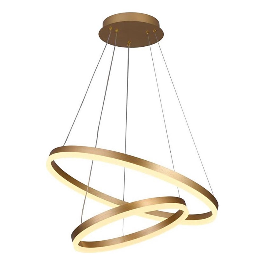 Brilagi - LED ljusreglerad ljuskrona på textilsladd CIRCLE LED/70W/230V 3000-6500K guld + fjärrkontroll