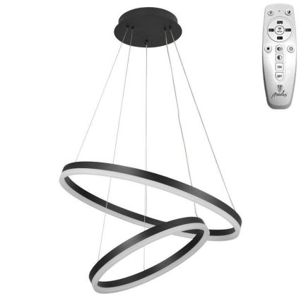 Brilagi - LED ljusreglerad ljuskrona på textilsladd CIRCLE LED/70W/230V 3000-6500K svart + fjärrkontroll
