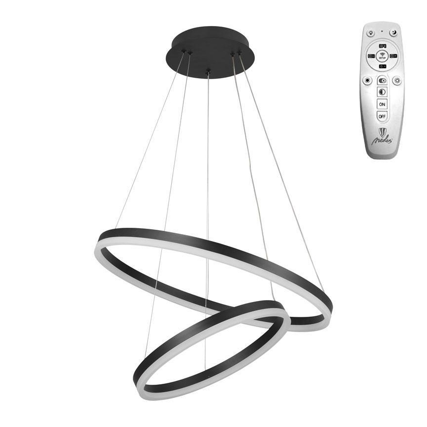 Brilagi - LED ljusreglerad ljuskrona på textilsladd CIRCLE LED/70W/230V 3000-6500K svart + fjärrkontroll