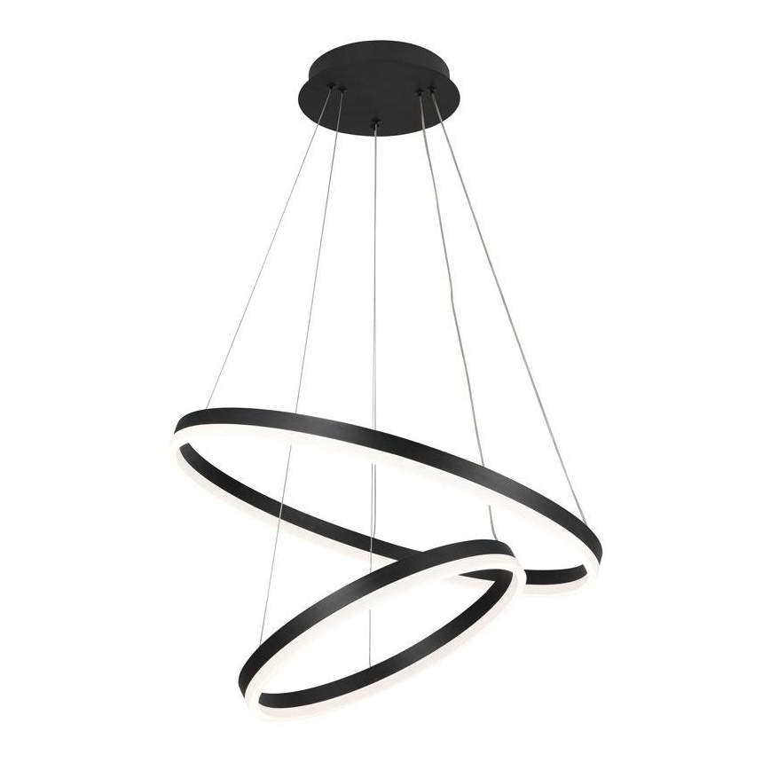 Brilagi - LED ljusreglerad ljuskrona på textilsladd CIRCLE LED/70W/230V 3000-6500K svart + fjärrkontroll