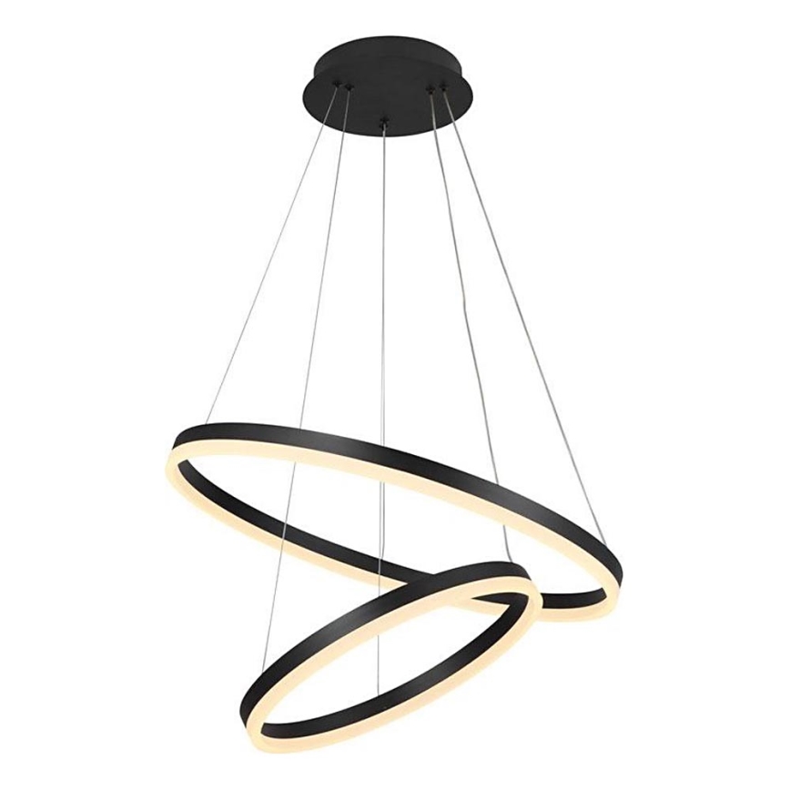 Brilagi - LED ljusreglerad ljuskrona på textilsladd CIRCLE LED/70W/230V 3000-6500K svart + fjärrkontroll