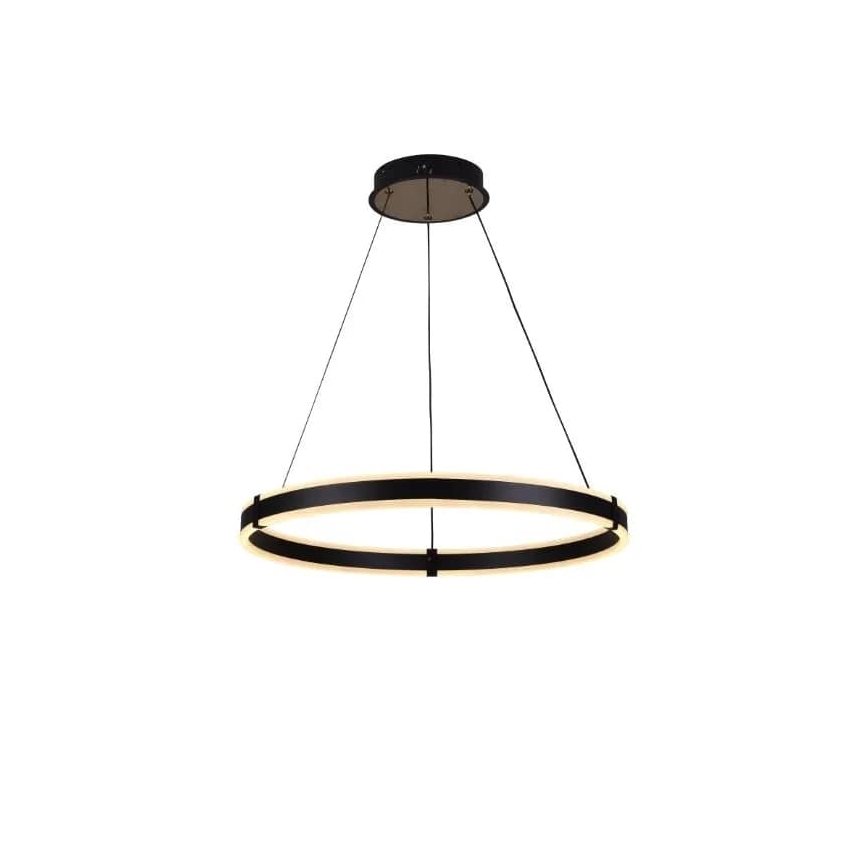 Brilagi - LED ljusreglerad ljuskrona på textilsladd CIRCLE LED/85W/230V 3000-6500K svart + fjärrkontroll