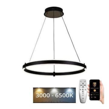 Brilagi - LED ljusreglerad ljuskrona på textilsladd CIRCLE LED/85W/230V 3000-6500K svart + fjärrkontroll