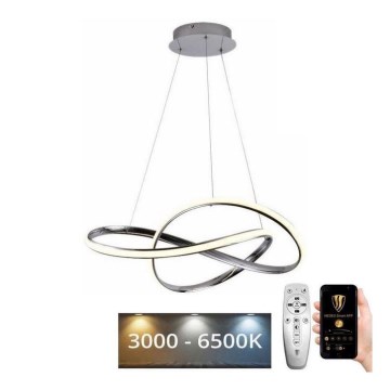 Brilagi - LED ljusreglerad ljuskrona på textilsladd COSMOWAVE LED/70W/230V krom + fjärrkontroll