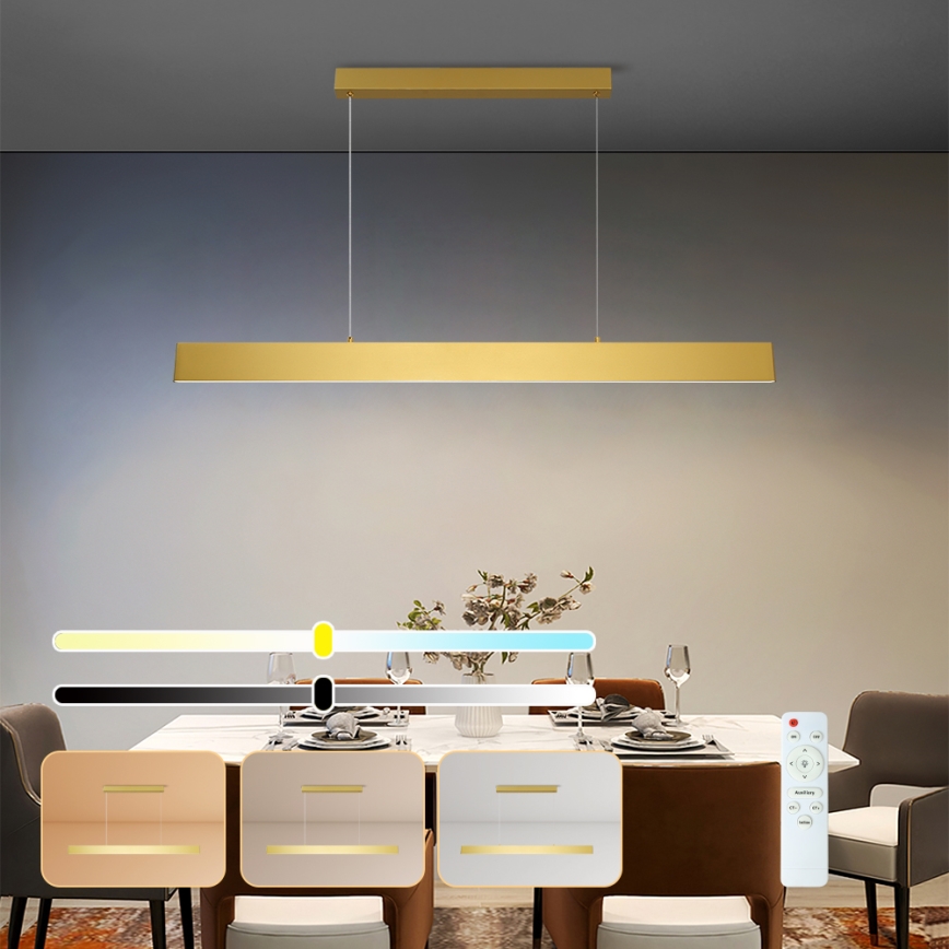 Brilagi - LED ljusreglerad ljuskrona på textilsladd SLIMLINE LED/40W/230V 3000-6000K guld + fjärrkontroll