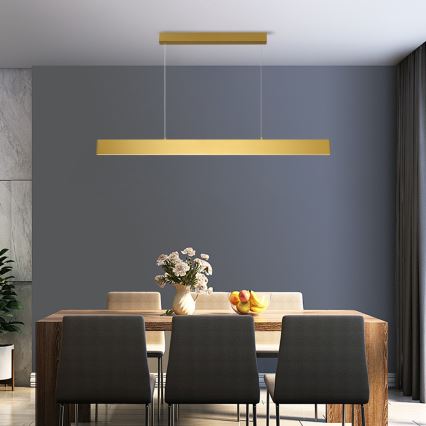 Brilagi - LED ljusreglerad ljuskrona på textilsladd SLIMLINE LED/40W/230V 3000-6000K guld + fjärrkontroll