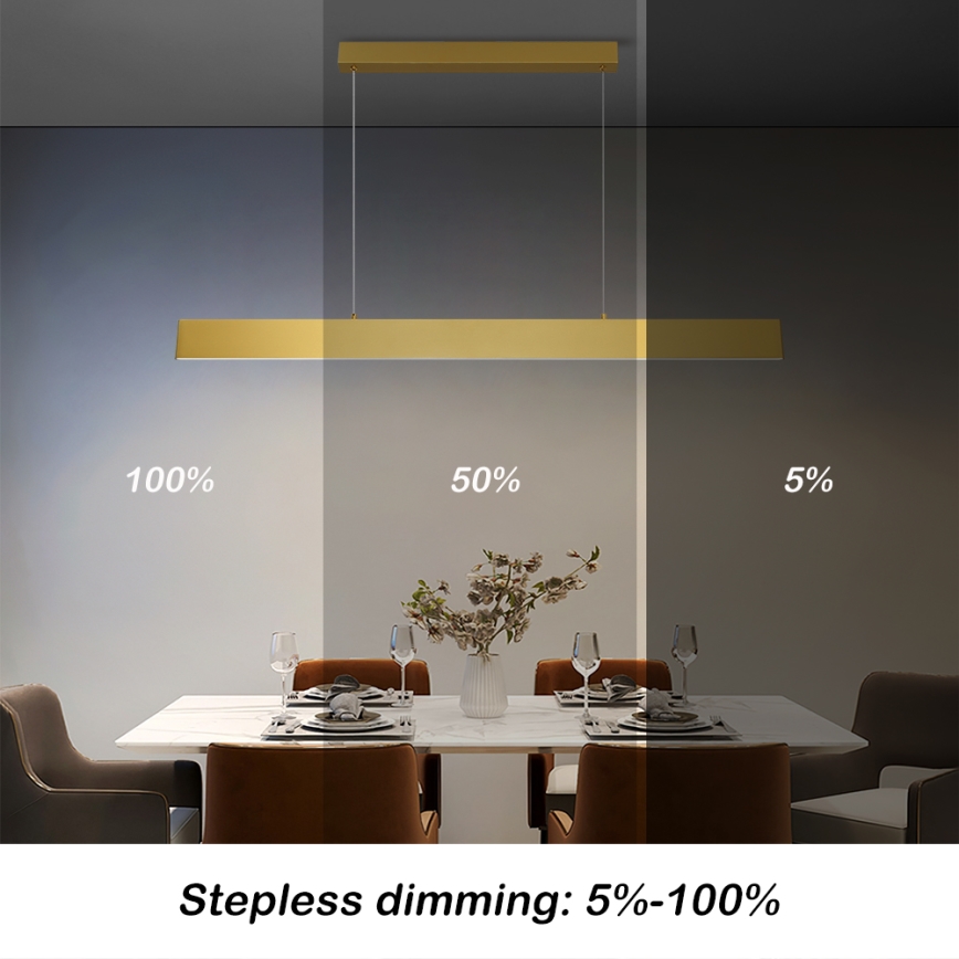 Brilagi - LED ljusreglerad ljuskrona på textilsladd SLIMLINE LED/40W/230V 3000-6000K guld + fjärrkontroll