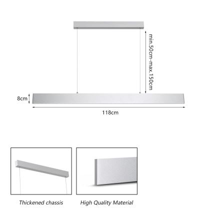 Brilagi - LED ljusreglerad ljuskrona på textilsladd SLIMLINE LED/40W/230V 3000-6000K silver + fjärrkontroll