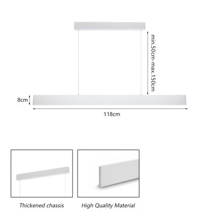 Brilagi - LED ljusreglerad ljuskrona på textilsladd SLIMLINE LED/40W/230V 3000-6000K vit + fjärrkontroll