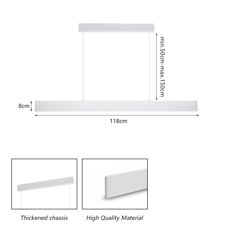 Brilagi - LED ljusreglerad ljuskrona på textilsladd SLIMLINE LED/40W/230V 3000-6000K vit + fjärrkontroll