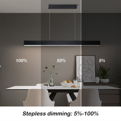 Brilagi - LED ljusreglerad ljuskrona på textilsladd SLEEKLINE SMART LED/40W/230V 3000-6000K Wi-Fi Tuya svart + fjärrkontroll