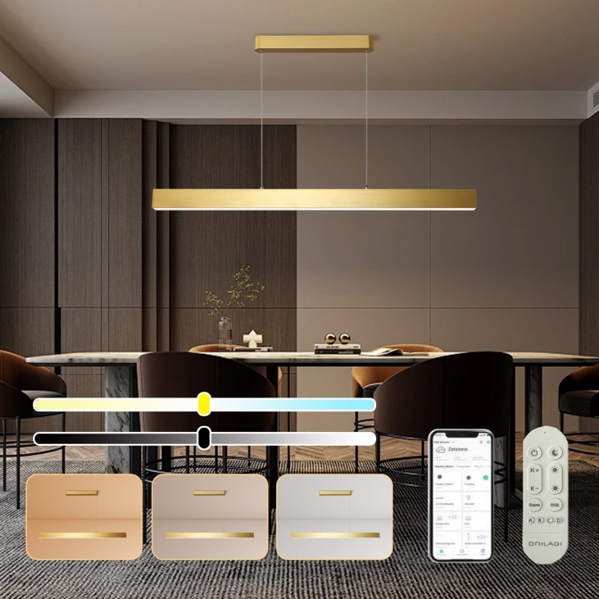 Brilagi - LED ljusreglerad ljuskrona på textilsladd SLEEKLINE SMART LED/40W/230V 3000-6000K Wi-Fi Tuya guld + fjärrkontroll