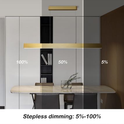 Brilagi - LED ljusreglerad ljuskrona på textilsladd SLEEKLINE SMART LED/40W/230V 3000-6000K Wi-Fi Tuya guld + fjärrkontroll
