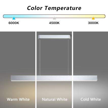 Brilagi - LED ljusreglerad ljuskrona på textilsladd SLEEKLINE SMART LED/40W/230V 3000-6000K Wi-Fi Tuya silver + fjärrkontroll