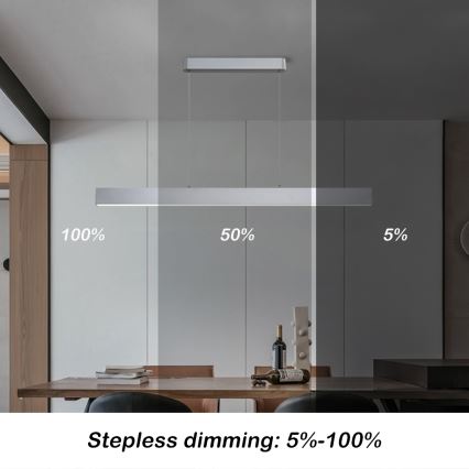 Brilagi - LED ljusreglerad ljuskrona på textilsladd SLEEKLINE SMART LED/40W/230V 3000-6000K Wi-Fi Tuya silver + fjärrkontroll