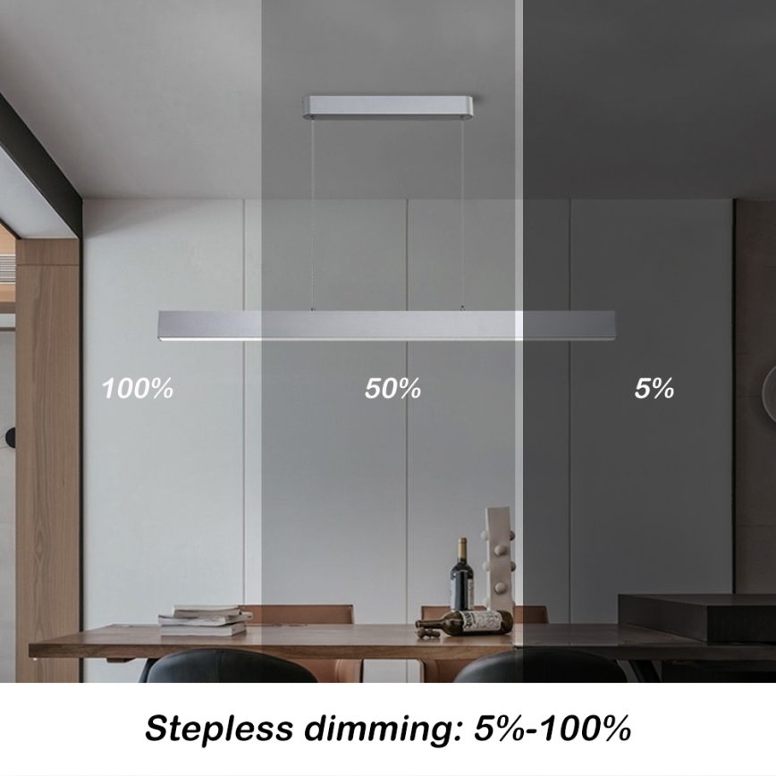 Brilagi - LED ljusreglerad ljuskrona på textilsladd SLEEKLINE SMART LED/40W/230V 3000-6000K Wi-Fi Tuya silver + fjärrkontroll