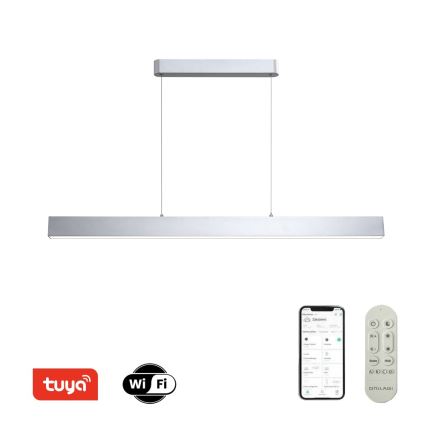 Brilagi - LED ljusreglerad ljuskrona på textilsladd SLEEKLINE SMART LED/40W/230V 3000-6000K Wi-Fi Tuya silver + fjärrkontroll