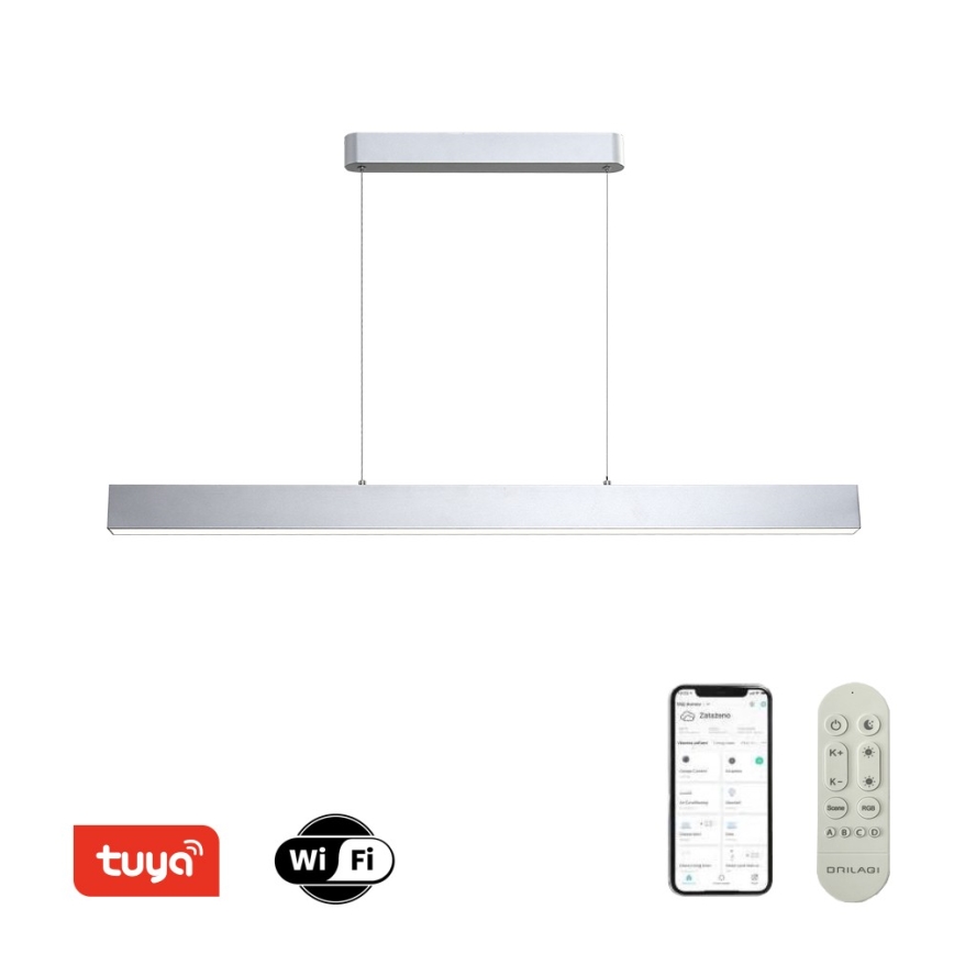 Brilagi - LED ljusreglerad ljuskrona på textilsladd SLEEKLINE SMART LED/40W/230V 3000-6000K Wi-Fi Tuya silver + fjärrkontroll
