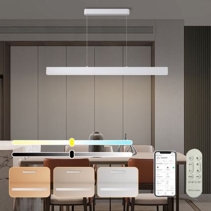 Brilagi - LED ljusreglerad ljuskrona på textilsladd SLEEKLINE SMART LED/40W/230V 3000-6000K Wi-Fi Tuya vit + fjärrkontroll
