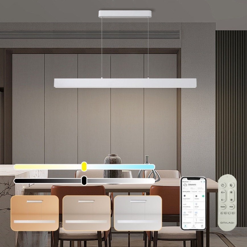 Brilagi - LED ljusreglerad ljuskrona på textilsladd SLEEKLINE SMART LED/40W/230V 3000-6000K Wi-Fi Tuya vit + fjärrkontroll