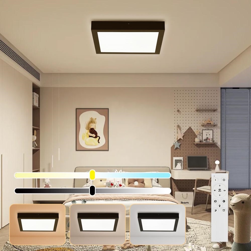 Brilagi - LED ljusreglerad taklampa till badrum FRAME SMART LED/24W/230V 30x30 cm 3000-6000K IP44 svart + fjärrkontroll