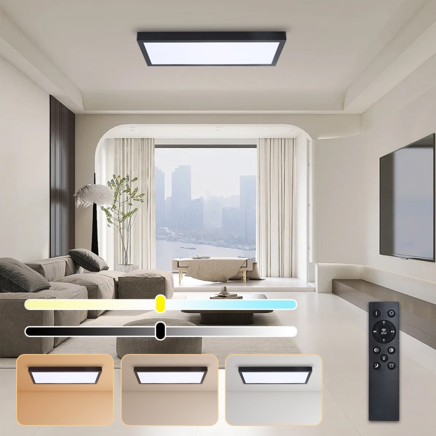 Brilagi - LED ljusreglerad taklampa till badrum FRAME SMART LED/30W/230V 30x60 cm 3000-6000K  IP44 svart  + fjärrkontroll