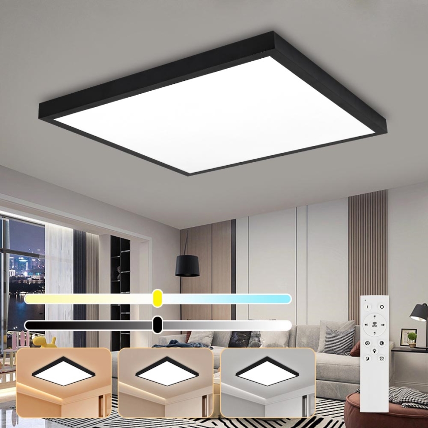 Brilagi - LED ljusreglerad taklampa till badrum FRAME SMART LED/50W/230V 60x60 cm 3000-6000K IP44 svart + fjärrkontroll