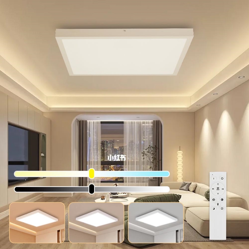 Brilagi - LED ljusreglerad taklampa till badrum FRAME SMART LED/50W/230V 60x60 cm 3000-6000K IP44 vit + fjärrkontroll