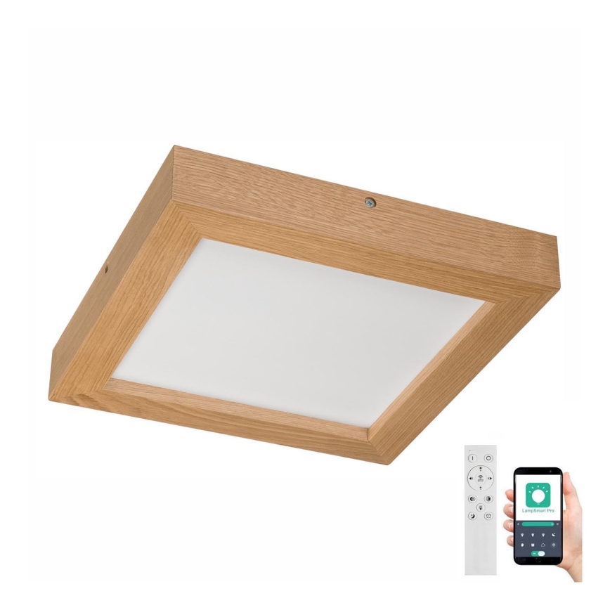 Brilagi - LED ljusreglerad taklampa till badrum WOODY FRAME LED/24W/230V ek 30x30 cm 3000-6000K IP44 + fjärrkontroll