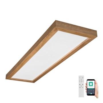 Brilagi - LED ljusreglerad taklampa till badrum WOODY FRAME LED/50W/230V ek 120x30 cm 3000-6000K IP44 + fjärrkontroll