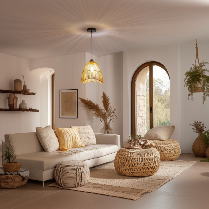 Brilagi - LED-pendel på sladd CERIA BOHO 1xE27/40W/230V Ø 30 cm brun