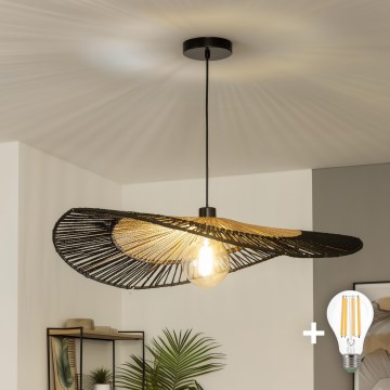 Brilagi - LED-pendel på sladd CERIA BOHO 1xE27/40W/230V Ø 50 cm svart/brun