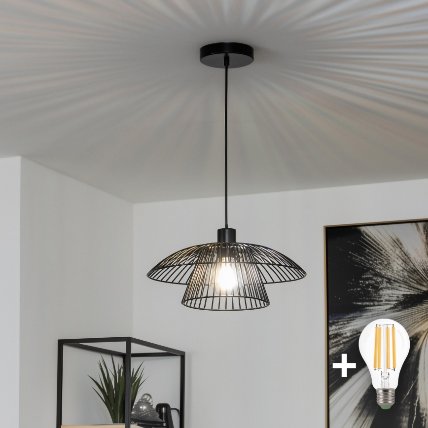 Brilagi - LED-pendel på vajer CERIA WIRE 1xE27/40W/230V Ø 38 cm svart