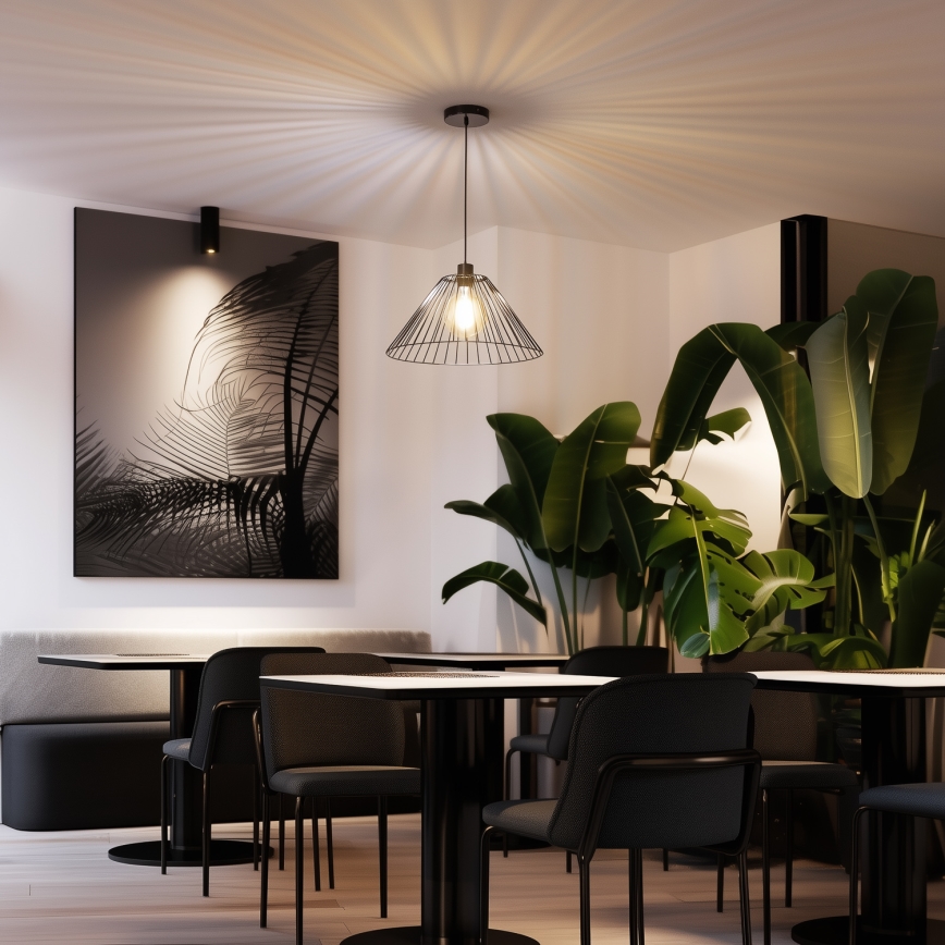 Brilagi - LED-pendel på vajer CERIA WIRE 1xE27/40W/230V Ø 45 cm svart