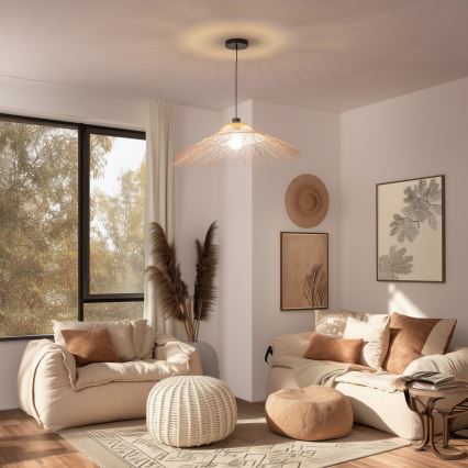 Brilagi - LED-pendellampa CERIA BOHO på vajer, 1xE27/40W/230V, Ø 70 cm, bambu